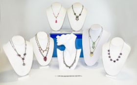 Antique And Vintage Period Collection Of Good Quality Stone Set Necklaces.