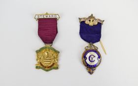 Masonic Silver Gilt and Enamel Medal.