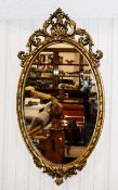 Regency 19th Century Gilded and Gesso / Wood Framed Oval Shaped Wall Mirror,