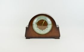 Art Deco Smiths Mantel Clock With Key Grey/Green Chapter Dial With Arabic Numerals