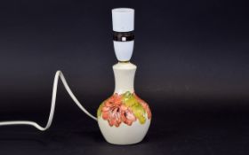 Moorcroft Lamp Base ' Coral Hibiscus ' Design on Cream Ground. 5.