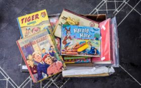 Box Containing A Collection Of Annuals To Include Tiger 1959, Tip Top 1953, Cinema Club, Pip &