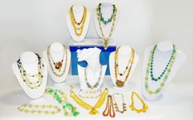 A Ladies Good Collection of Assorted Antique and Vintage Period Stone Set Necklaces ( 20 ) In Total.