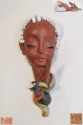 Goldscheider Art Deco Period Hand Decorated and Stunning Female Wall Mask.