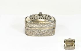 Antique - Hand Made and Nice Quality Bedouin Silver Lidded Trinket Box with Embossed and Engraved