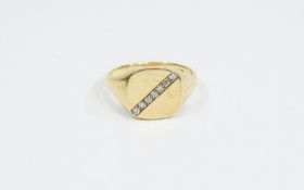 9ct Gold Diamond Set Signet Ring.