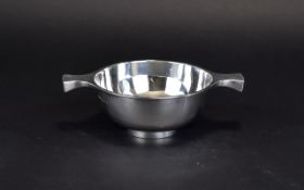 Scottish 1930's Twin Handle Silver Porringer of Plain Form. Hallmark Edinburgh 1937, Maker B & S.