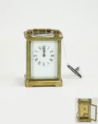 French 19th Century 8 Day Brass Carriage Clock, Marked ACC To Back Plate.