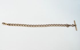 Antique 9ct Rose Gold Albert / Bracelet with Attached T. Bar. All Links Fully Hallmarked 9.375.