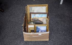 Framed Prints Box Containing A Quantity Of Small Framed Decorative Prints, Samuel Bough, Turner,