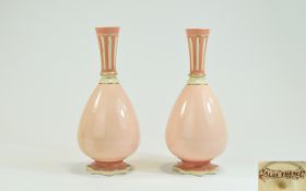 James Macintyre Taluf Faience Pair of Specimen Vases, Soft Pink Colour way, Ovoid Shape. Date 1894.