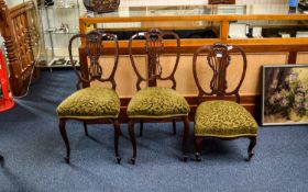 Bedroom Chairs. Three in total with ornate flower and scroll backs.