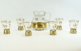 1950's Lemonade Glass Set of Jug and Matching Lemonade Glasses,