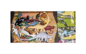 Collection Of Plastic Animal Figures Mostly Dinosaurs