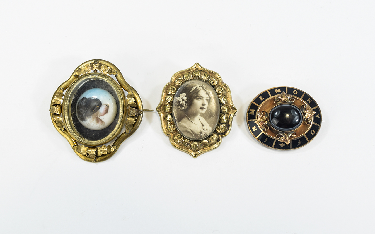 A Small Collection of Gold Coloured Brooches From The Late 19th Century ( 3 ) In Total - Please See
