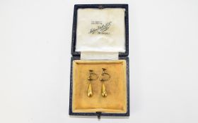 Ladies Vintage Pair of 9ct Gold Drop Earrings. Marked 9ct. 1.25 Inches Drop.