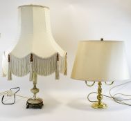 Modern Table Lamps ( 2 ) One with Expensive Shade and Onyx Base and Column.