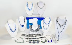 A Ladies Very Good Collection of Assorted Antique and Vintage Period Stone Set Necklaces and