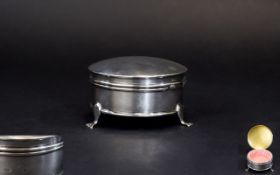 Edwardian - Ladies Dressing Table Silver Round Lidded Trinket Box,