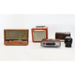 Vintage Radios Five in total to include Wood cased 'Hacker Mayflower II, Grundig Music Boy,