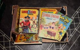 Box Containing A Collection Of Annuals To Include Lone Star, Knockout Fun Book 1953,