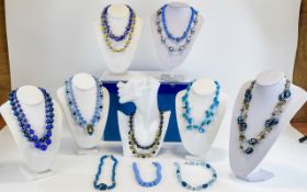 A Ladies Good Collection of Assorted Antique, Vintage Period Stone Set Necklaces ( 15 ) In Total.
