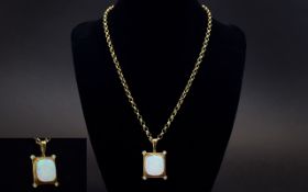 A Large and Impressive 14ct Gold Opal and Diamond Set Pendant with Attached 9ct Gold Belcher Chain,