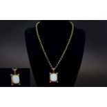 A Large and Impressive 14ct Gold Opal and Diamond Set Pendant with Attached 9ct Gold Belcher Chain,