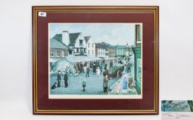 Tom Dodson Framed Limited Edition Print, " The Market Day " 14 x 18 Inches, Signed In Pencil,