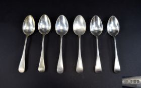 Edwardian ( Flatware ) Set of Six Silver Dessert Spoons.