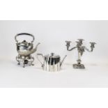 Collection Of Silver Plated Items Comprising A Spirit Kettle,