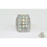 Opal Rectangular Cluster Ring, a rectang