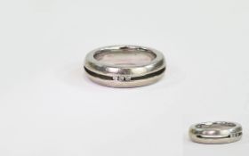 Silver Band Ring Set with 3 Small Diamon