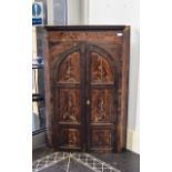 Large Distressed Dark Wood Corner Cabine