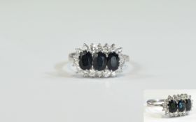 18ct White Gold Set Diamond and Sapphire