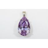 Large Pear Cut Lilac CZ Pendant, set in