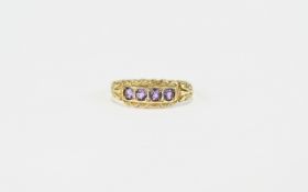 Amethyst and 9ct Gold Ring, a row of fou