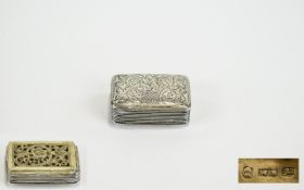 George IV Period Silver Vinaigrette With