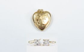 9ct Gold Locket, together with a Pair of