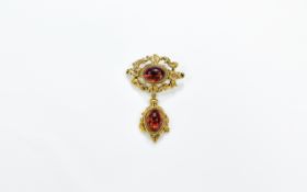 Attractive and Ornate 9ct Gold Brooch - Pendant,