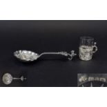 Dutch 19th Century Fine and Ornate Silver Export Caddy Spoon,
