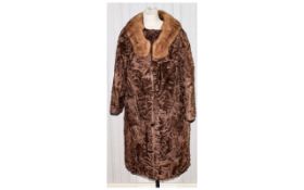 Vintage Musquash And Mink Collared Coat Ladies mid length coat with front patch pockets and blonde