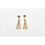Ladies Pair of 9ct Gold Earrings. Marked 9ct - Please See Photo.