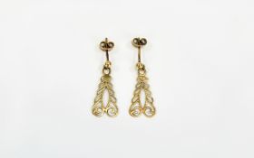 Ladies Pair of 9ct Gold Earrings. Marked 9ct - Please See Photo.