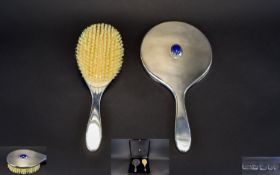 Liberty & Co Top Quality Silver Cased Hand Mirror and Hair Brush Set,