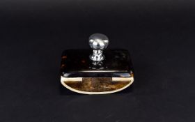 Edwardian Period Silver and Tortoiseshell Desk Blotter. Fully Hallmarked.