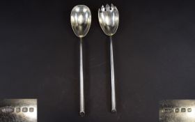 George V Period Pair of Silver Salad Servers. Hallmark Birmingham 1919, Maker J.G & S, 102.1 grams.