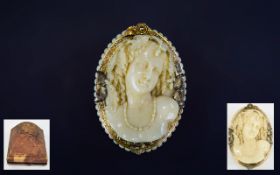 A Stunning and Superb Mid Victorian Carved Ivory and Gold Brooch,