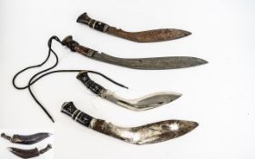 Nepalese - Collection of Vintage and Antique Military Kukris ( 4 ) In Total,