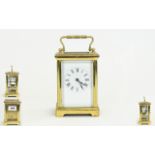Brass Carriage Clock, White Enamel Dial,